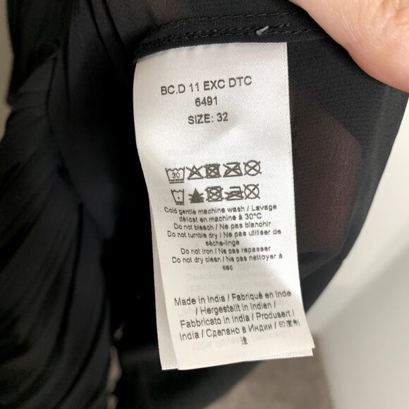 GANNI Pleated Georgette Flounce Smock Midi Dress Black Womens Size 32 New - Picture 16 of 16